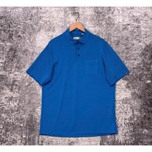KJUS Polo Shirt 52 / Large Mens Blue Striped Performance Pique Golf